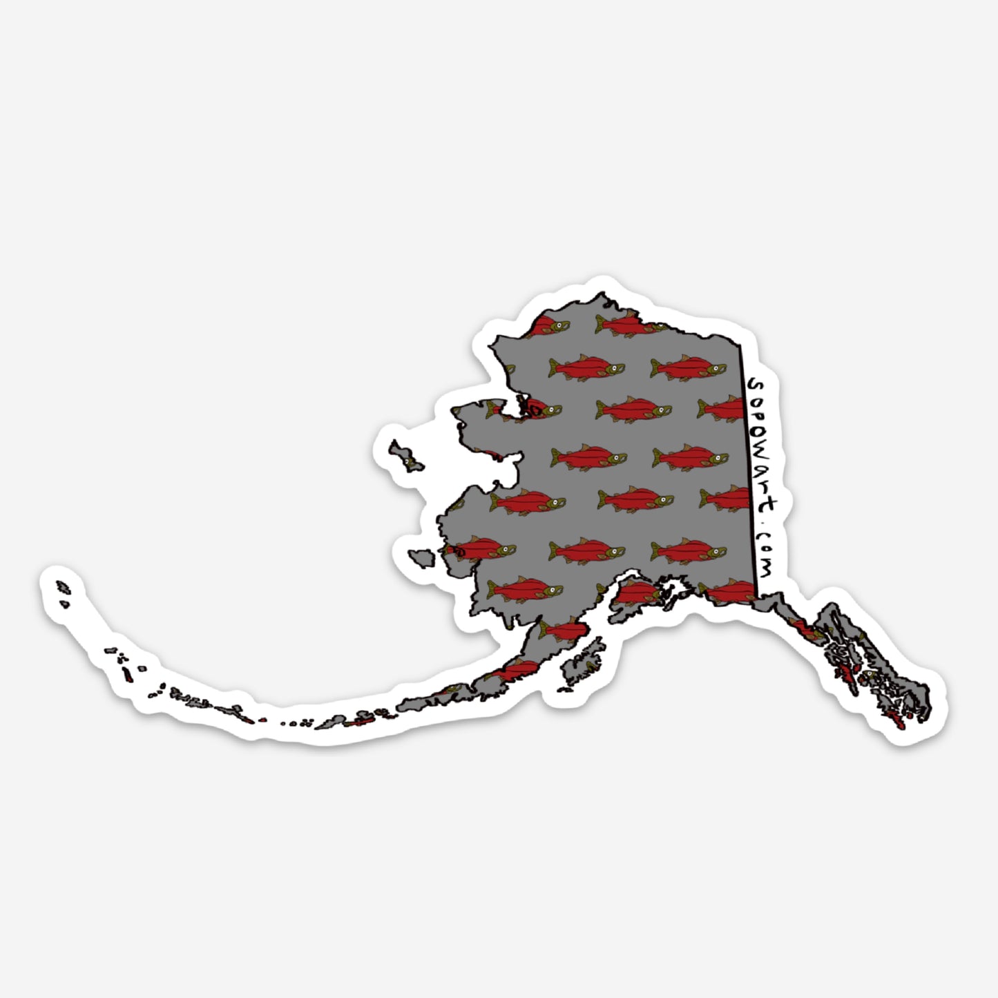 Alaska Salmon Map Vinyl Sticker