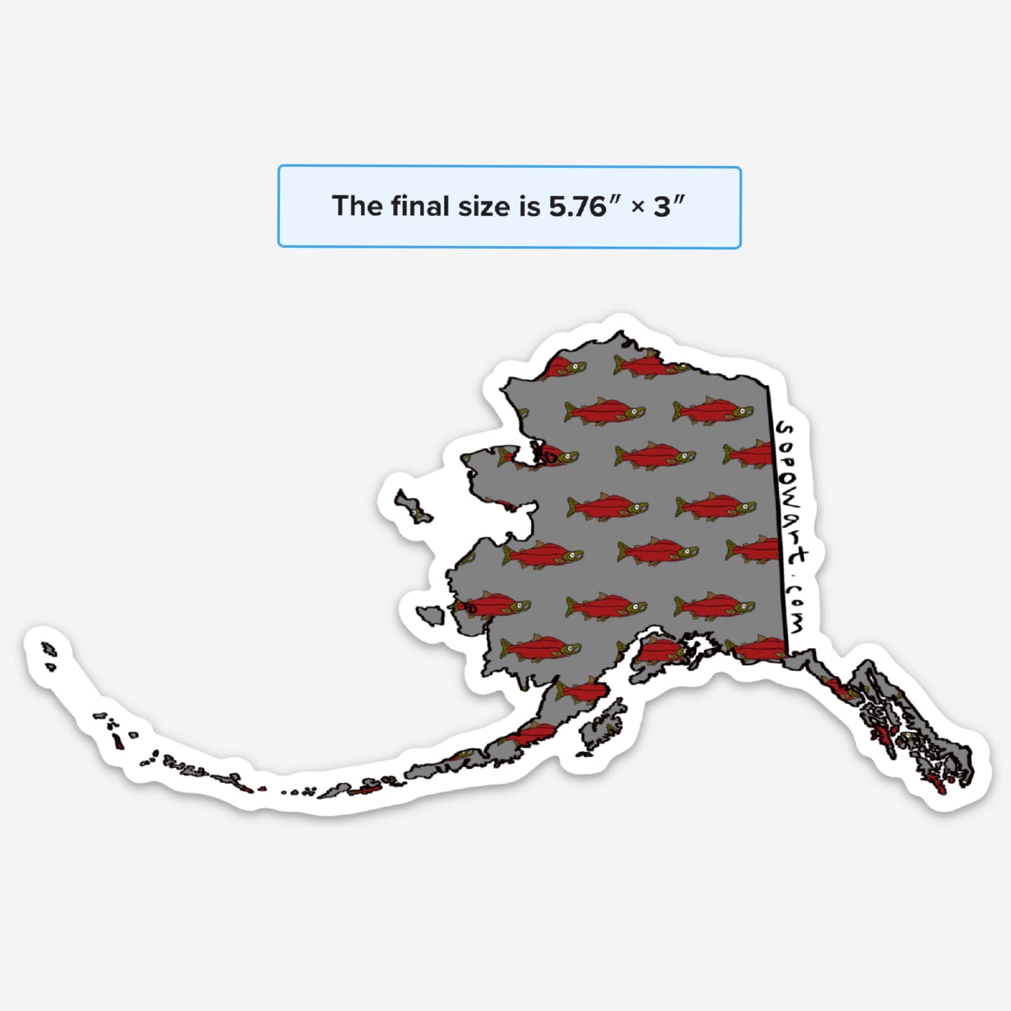 Alaska Salmon Map Vinyl Sticker