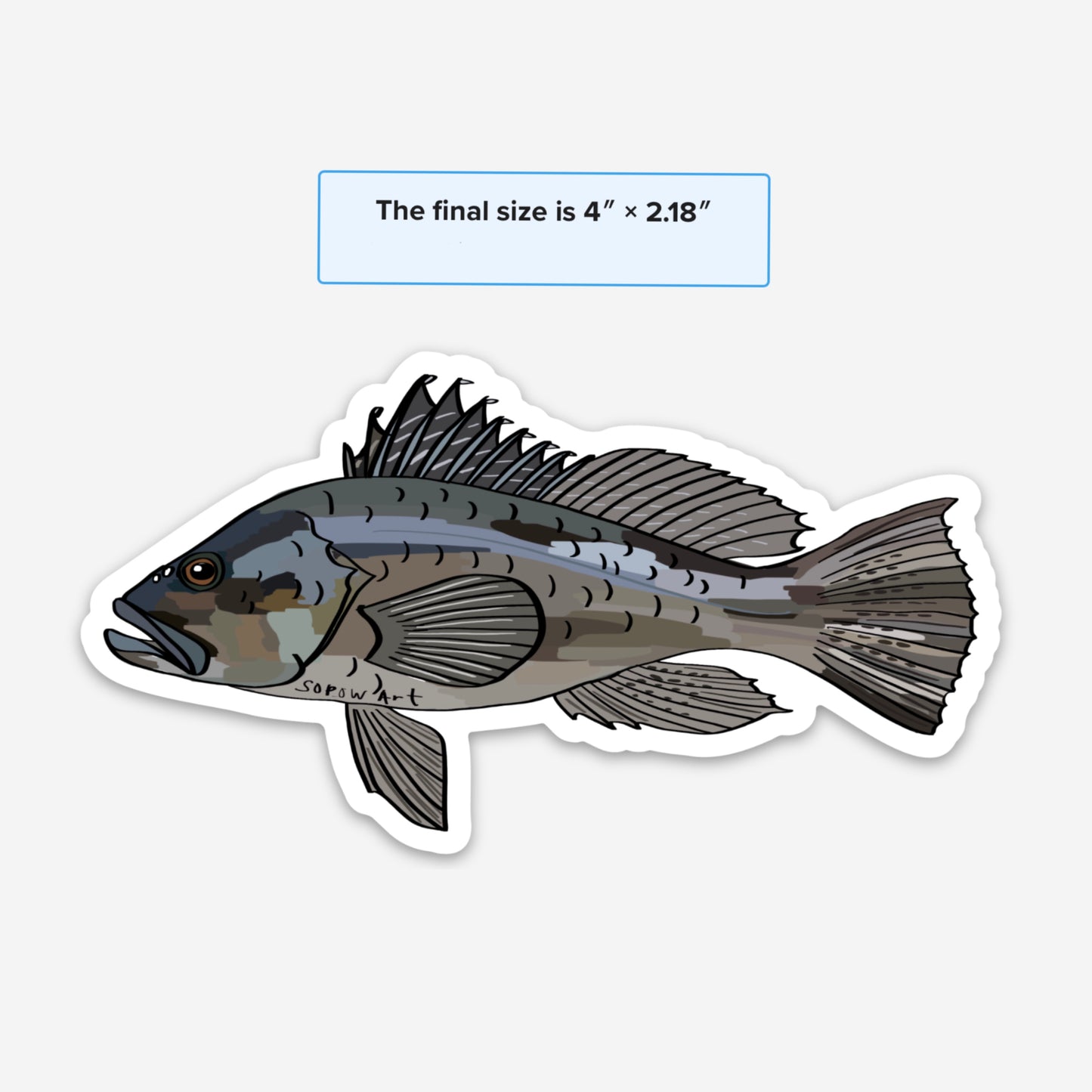 Black Bass Fish Vinyl Sticker