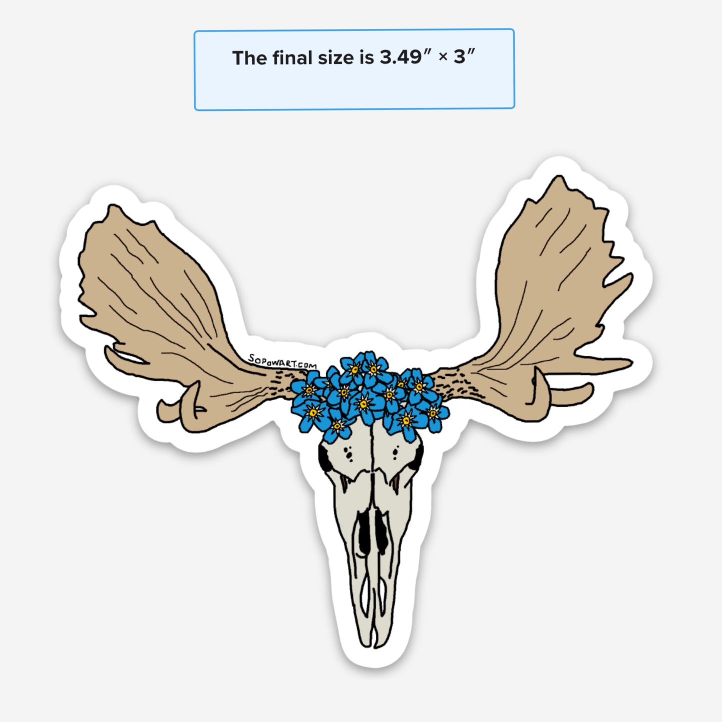 Moose Skull Vinyl Sticker