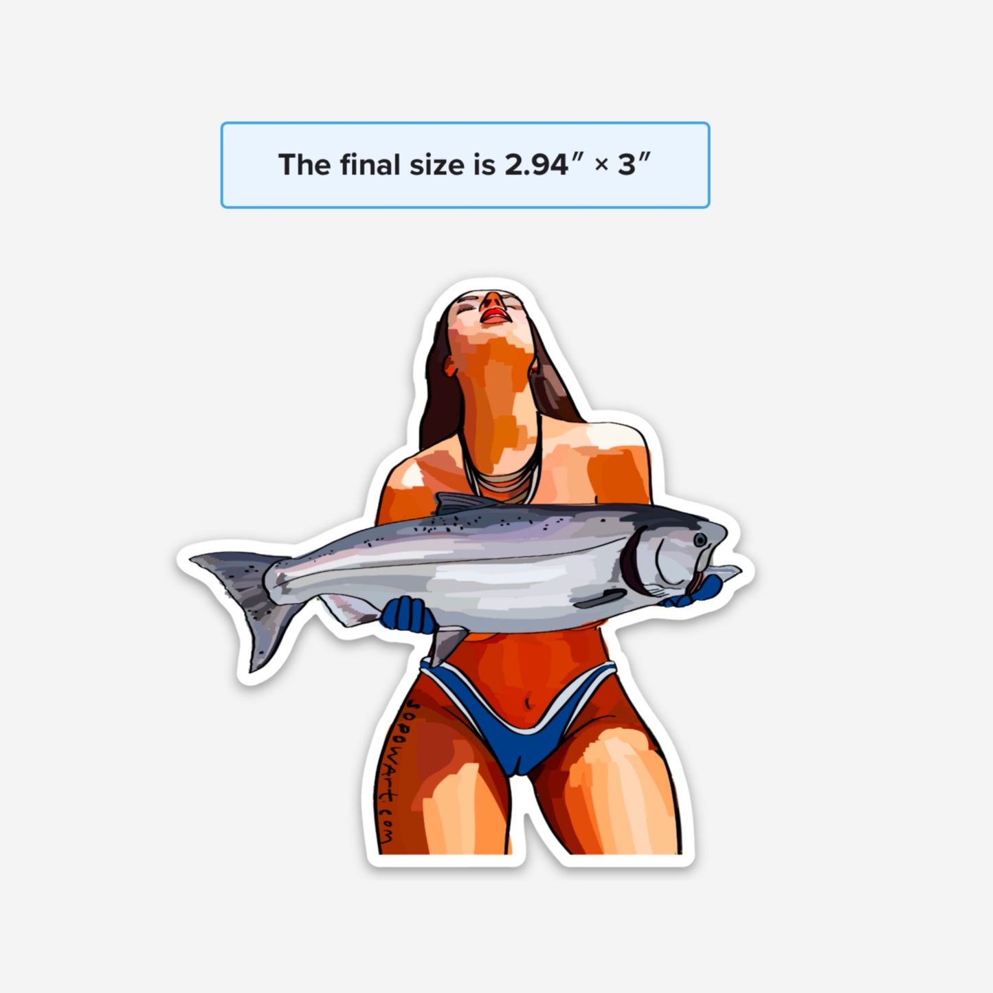 Queen Salmon Vinyl Sticker