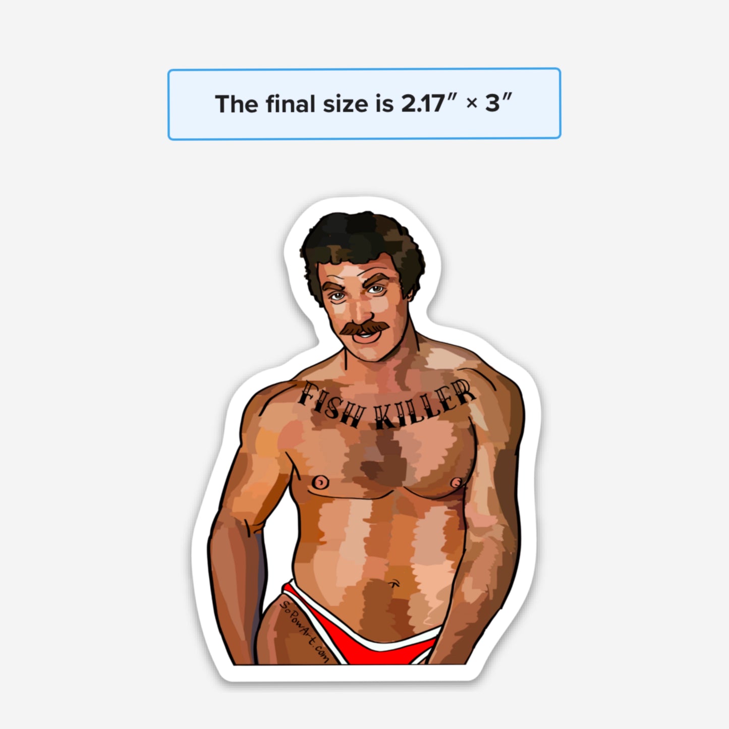 Young Tom Selleck Vinyl Sticker
