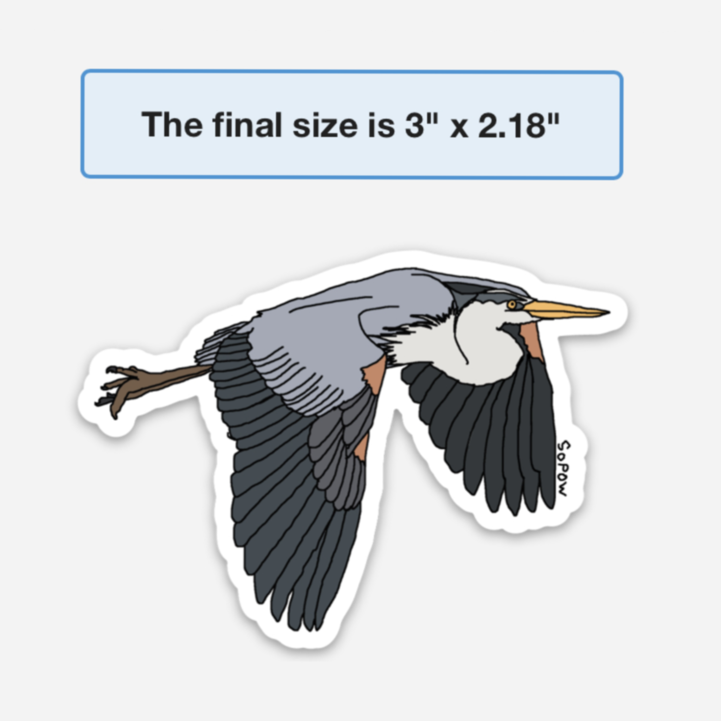 Blue Heron Vinyl Sticker