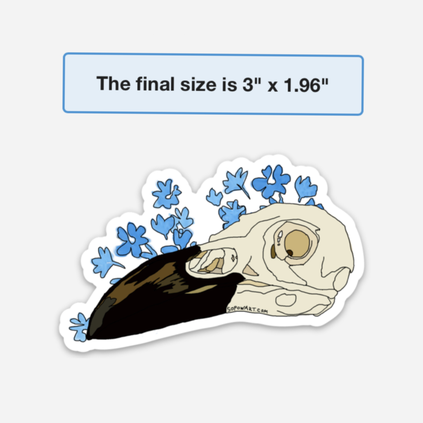 Raven Skull Vinyl Sticker