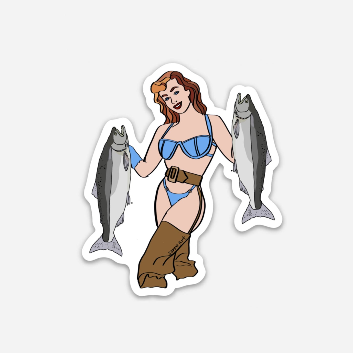 Double Fishting Vinyl Sticker