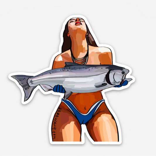 Queen Salmon Vinyl Sticker