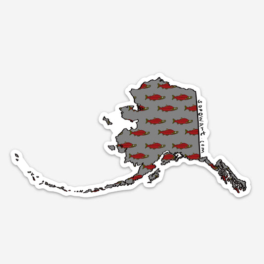 Alaska Salmon Map Vinyl Sticker