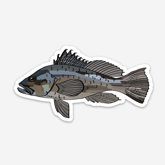 Black Bass Fish Vinyl Sticker