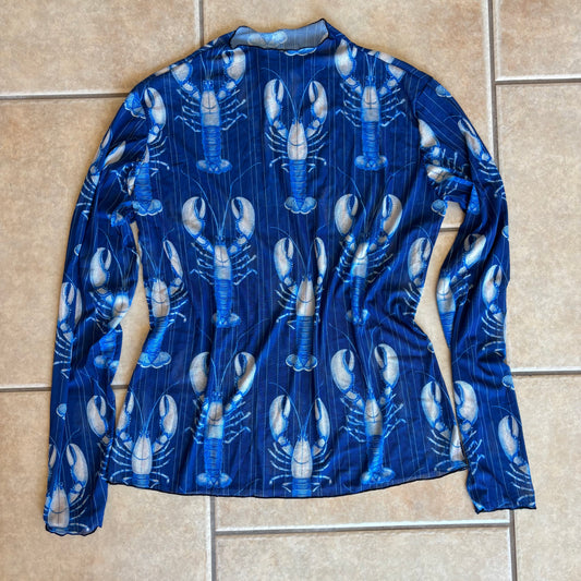 Pinstripe & Lobster Mesh Top