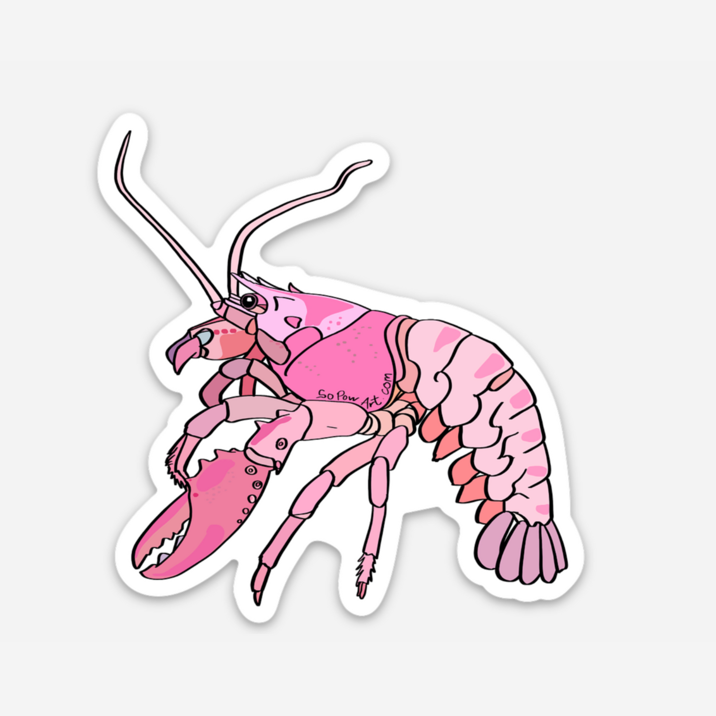 Pink Shrimp Vinyl Sticker