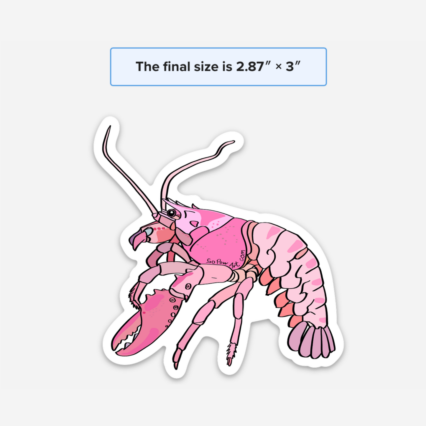 Pink Shrimp Vinyl Sticker