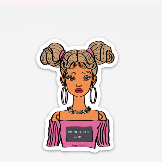 Prison Barbie Vinyl Sticker